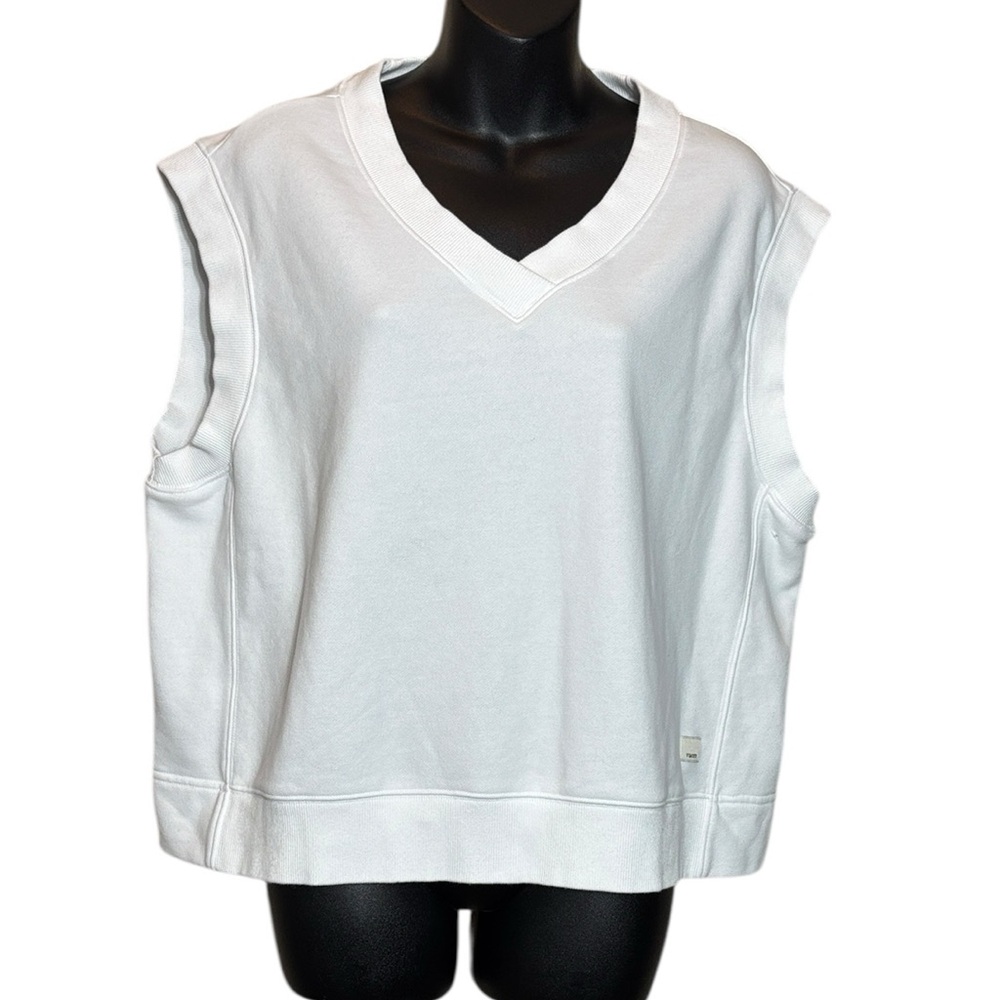 Vuori White Sleeveless V‑Neck Sweatshirt Tank